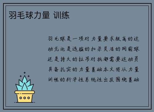 羽毛球力量 训练